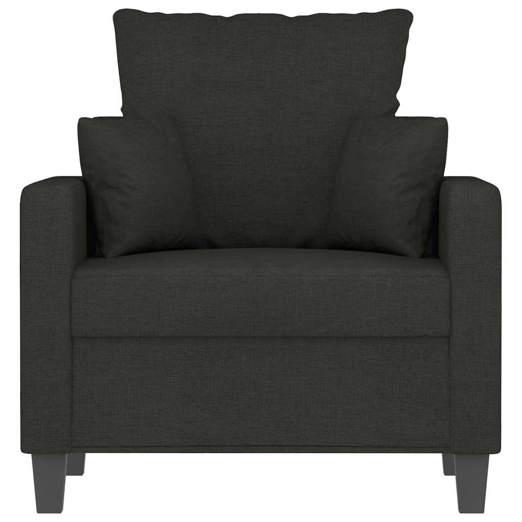 Homgoday Fotel do salonu, czarny fotel 60 cm z tkaniny, meble do salonu, krzesło, fotel relaksacyjny, fotel do sypialni