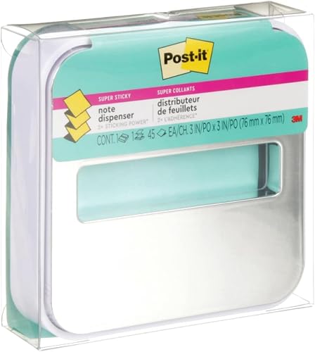 Post-it Note Dispenser for 3 in x 3 in Notes, White Base with Steel Top
