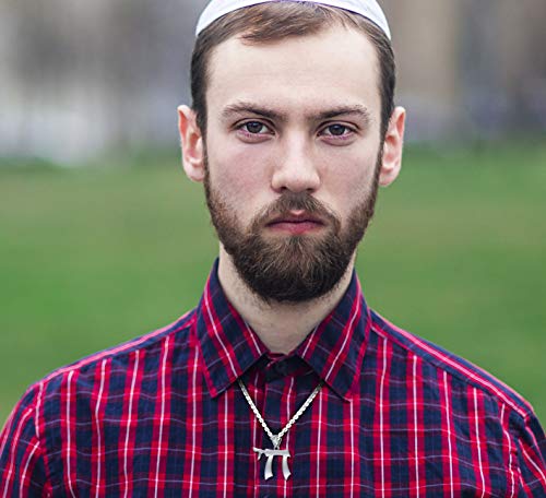 US Jewels Men's Large 925 Sterling Silver Jewish Chai Pendant, 32mm2