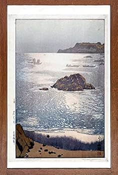 吉田博、【北海波静　利尻山】、希少・大判豪華画集画、新品高級額、額装付 吉田博、北海波静 利尻山、希少な額装用画集より、新品高級額装
