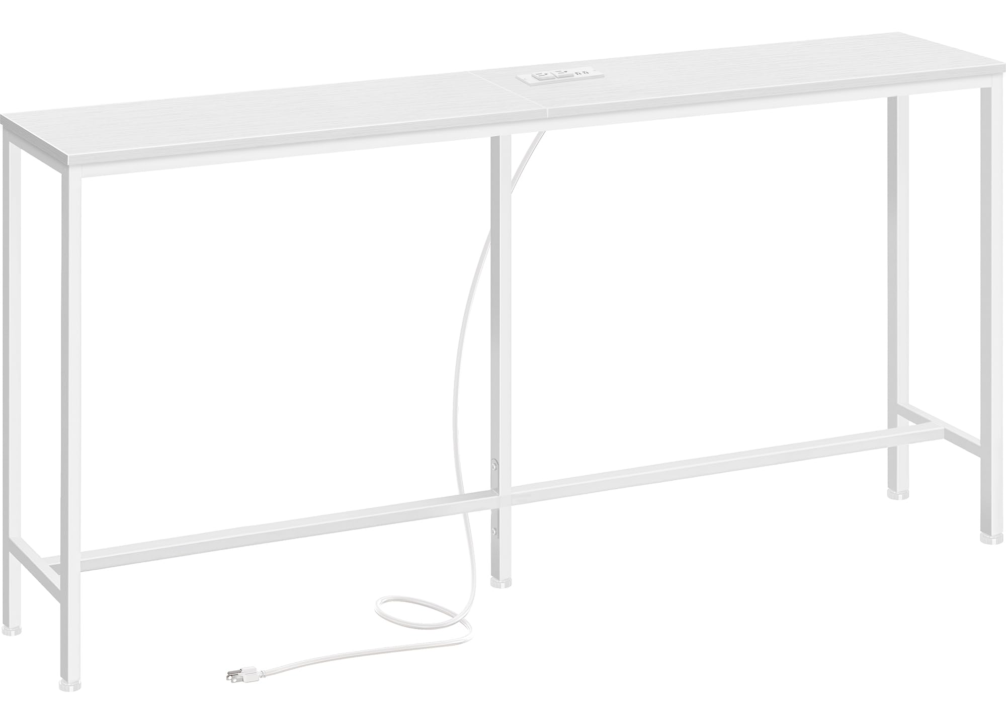 SUPERJARE Console Table with Outlet, 63 Inch Sofa Table with Charging Station, Narrow Entryway Table, Skinny Hallway Table, Behind Couch Table, for
