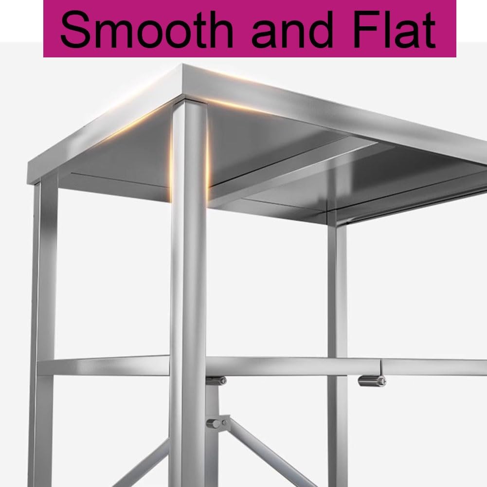 Tavolo pieghevole con scaffalatura mobile in acciaio inox, struttura in metallo stabile, tavolo da lavoro per esterni, carrello per barbecue, forno per pizza, 55 x 30 cm