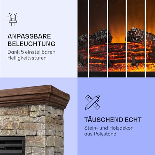 Klarstein Elektrokamin, Elektro Heizungen für Wohnzimmer & Innenräume, Elektrischer mit LED Flammen, mit Fernbedienung, Elekroofen- Kamin, Automatische Temperaturregelung, Heizung 1800 W-5
