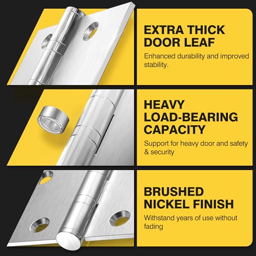 KOLET Ball Bearing Door Hinges, 3.5 x 3.5 Inches, Brushed Nickel, 3 Pack by Kolet - Used condition - Image 5
