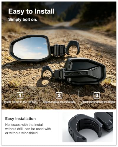 Image of Kiwi Master New Gen Side Mirrors for 2024-2026 Polaris RZR XP /2020-2026 PRO | 2024-2026 RZR XP 1000, 2020-2026 RZR Pro XP / S / R /Turbo R, Trail /S Accessories, Adjustable Rear View Mirror, 2891232, Pair