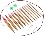 Circular Knitting Needle Set Bamboo, Interchangeable Carbonized Bamboo Needles Set Aluminum Circular Knitting Needles Ring Set, Knitting Kit