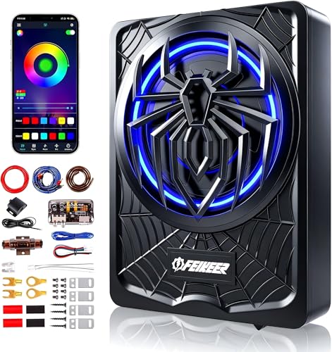 NEW 10' Slim Under Seat Powered Car Subwoofer with Built in Amp.All-in-One Subwoofer and Amp Package...