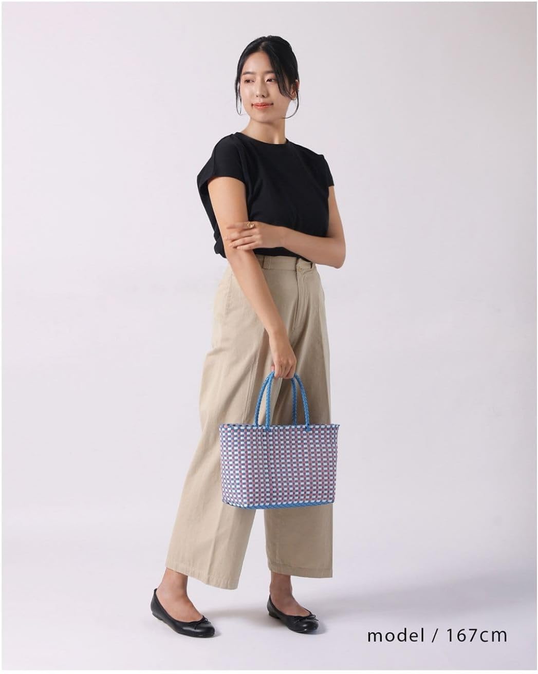 志成販売 ミックスカラーが目を引く メルカド ウーヴンバッグ ピンク 幅30&times;奥行13&times;高さ21cm(持ち手の高さ15cm) 108