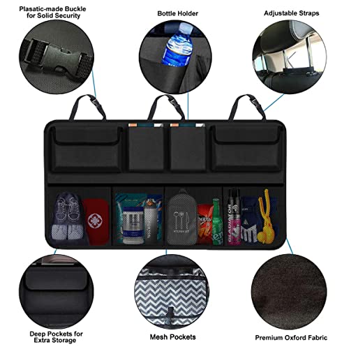 Image of Snuopfy Nylon Enstiler Car Trunk Organizer, Backseat Hanging Organizer With 8 Large Storage Pockets, For Car, Suv, Truck, Van, Space Saving Expert, Automobiles, Black