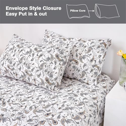 Image of JSD Vintage Paisley Printed King Sheet Set Extra Deep Pocket | 4 Piece Soft Microfiber Sheets, OEKO-TEX Certified, Easy Care