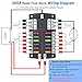 300A 12 Way Blade Fuse Block, Waterproof 12 Circuits Boat Fuse Box Panel with Dual Positive Power Inputs and Negative Bus, Standard ATC/ATO Fuse Holder with LED Indicator, for 12V/24V Car Truck Marine