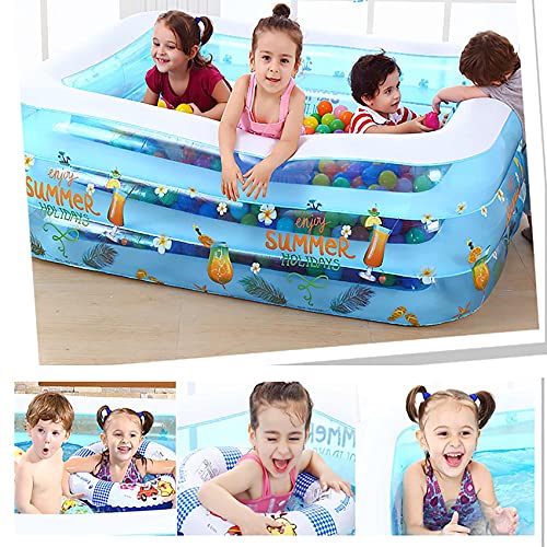 SHWYSHOP Große tragbare Kinderpools, buntes Muster, rechteckig, aufblasbare Pools, langlebig und sicher, geeignet für… – Bild 3