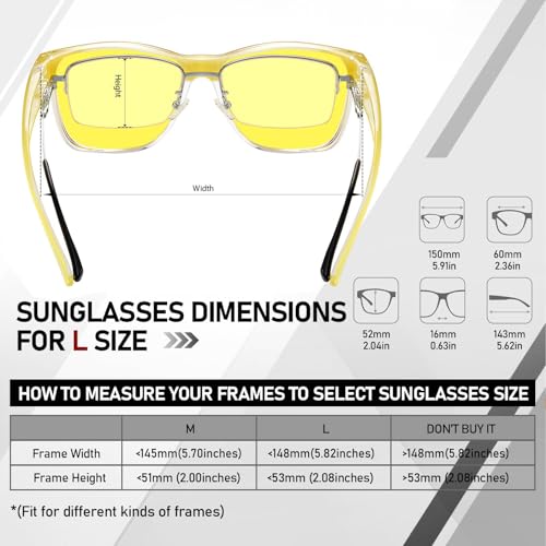 Image of HAOLOTA Night Vision Driving Over Glasses, Polarized Nighttime Glasses Men Women Anti Glare Yellow Tinted Lens