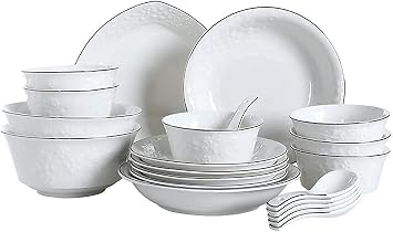 Dinnerware Set Kitchen and Dining, Ceramic Dinnerware Set, Plates/Bowls/Dish 21-Piece Tableware Porcelain Combination Set-Family Party Restaurant,Euro Ceramica