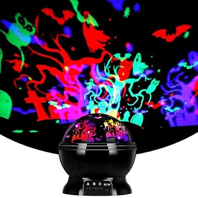 Rossesay Halloween Projector Lights Indoor Halloween Projection Light LED Spooky Ghost Bat Owl Pumpkin Decorative Outdoor Lighting Projectors for Halloween Party Holiday Garden Landscape Decor