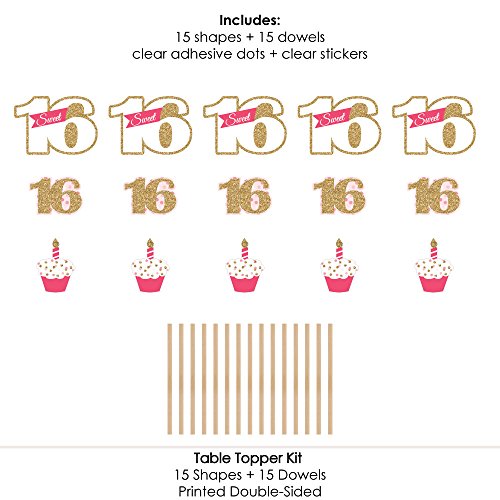 Big Dot Of Happiness Sweet 16-16Th Birthday - 16Th Birthday Party Centerpiece Sticks - Table Toppers - Set Of 15 #TOP4