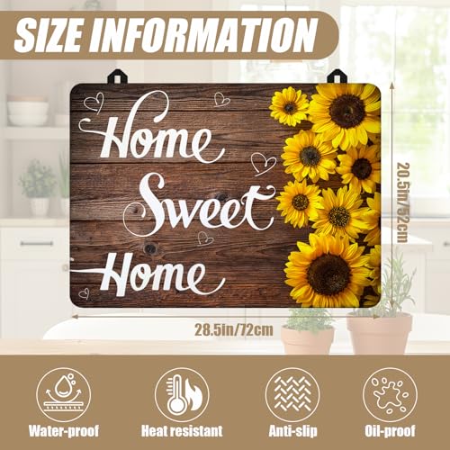 Image of Home Sweet Home Stove Top Covers for Electric Stove, Wooden Grain Electric Gas Stove Pad Heat Resistant Range Cooktop Protector for Home Decor Kitchen 28 inchx20 inch