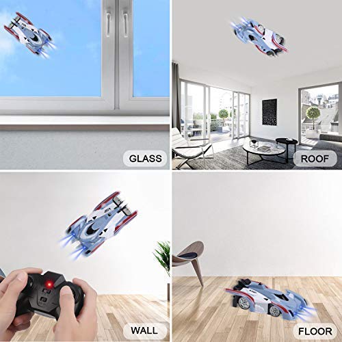 Remote Control Car Toys for Kid Climb The Wall Rc Cars with Dual Mode 360 Rotating Stunt Rechargeable High Speed Vehicle with Led Light for Boys Girls(Blue)