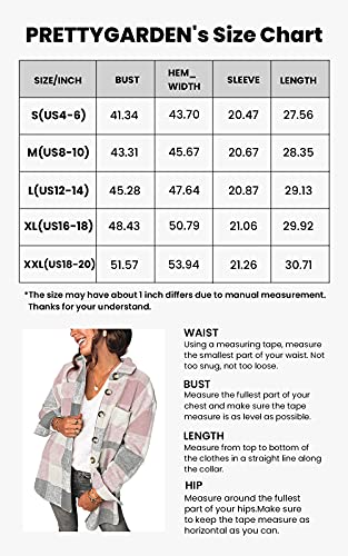 Prettygarden Women's 2023 Fall Clothes Plaid Shacket Jacket Long Sleeve Button Down Flannel Shirts Fashion Blouse(Pink,Large) #TOP7