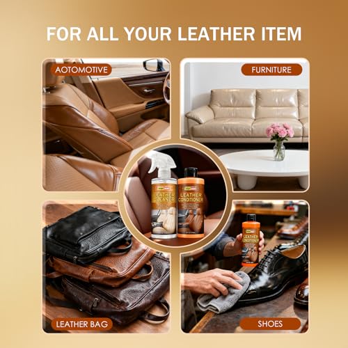XPERTCHEMY Leather Cleaner and Conditioner Kit, Leather Care for Car Seats, Furniture, Couches, Boots, Bags & More, Safe for Any Color, 2 x 16oz — view 5
