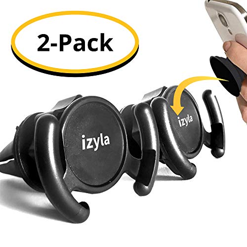izyla Pop Clip Socket Car Mount & Holder for Cell Phone [2 Pack] - Air Vent Clip designed for Android or iPhone with Pop Clip / Socket || Sturdy Mount with 360 degrees Grip & Lock for GPS Navigation