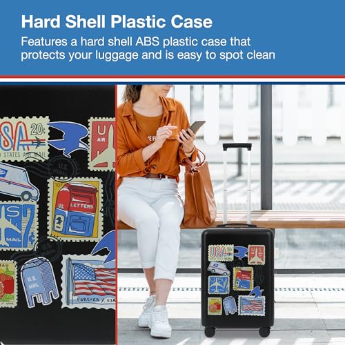 FUL USPS 22.5 Inch Carry On Luggage, U.S Mail Hardshell Rolling Suitcase with Spinner Wheels, Black4