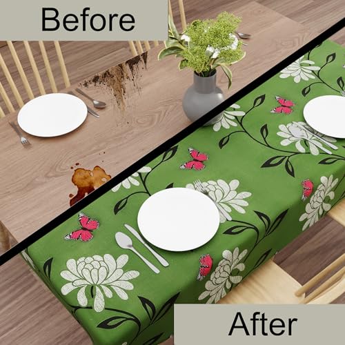 Image of Wings Star Premium Dining Table Cover for 6 to 8 Seater, 60 x 90 inch Size, Waterproof and Dustproof (60x90 inch- 6-8 Seater) Green