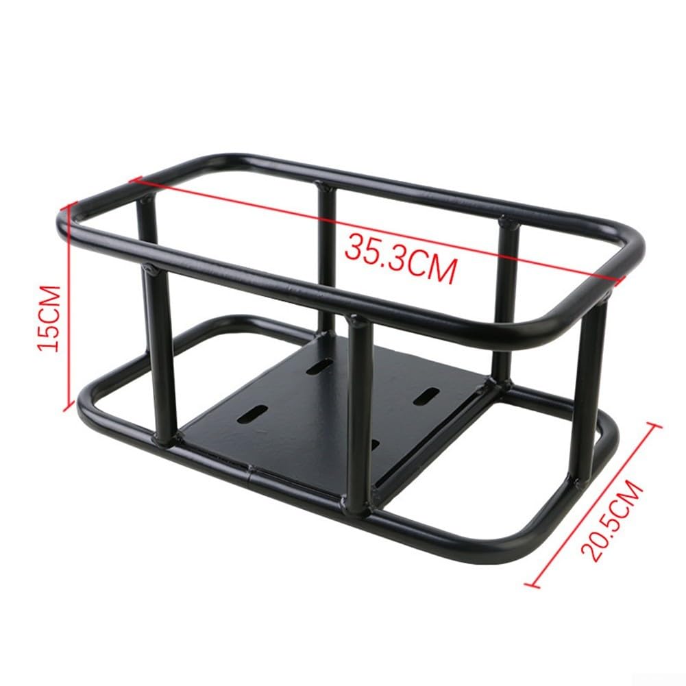 Yhenlovtt Panier de vélo électrique, support avant en acier épais, 35 x 20,5 x 15 cm, rangement pour vélo électrique CC110, noir avec vis