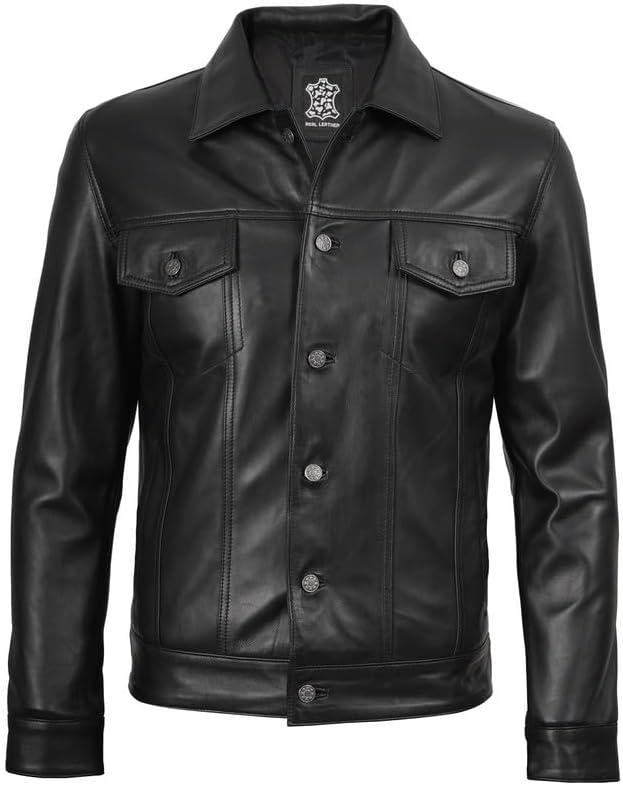 Blingsoul Premium Vintage Leather Jacket Men - Real Lambskin Trucker Mens Leather Jackets - Image 3