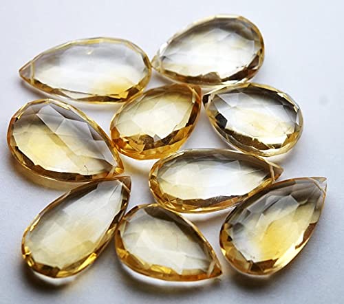 Citrine micro faceted pear shape briolettes 20-26mm perles pierre jaune LKBEADS