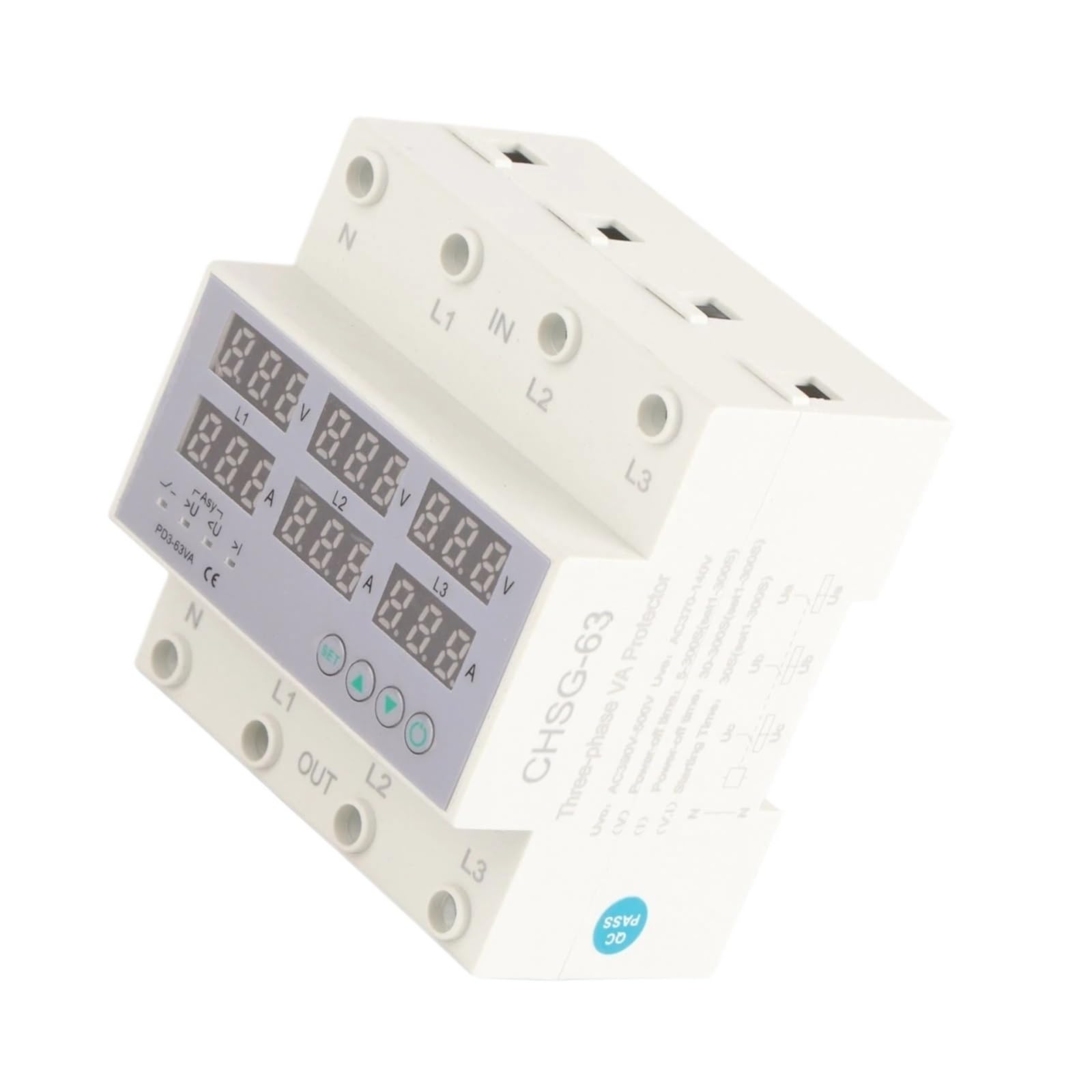 Voltmètre ampèremètre triphasé rail DIN AC 390V 500V - 5