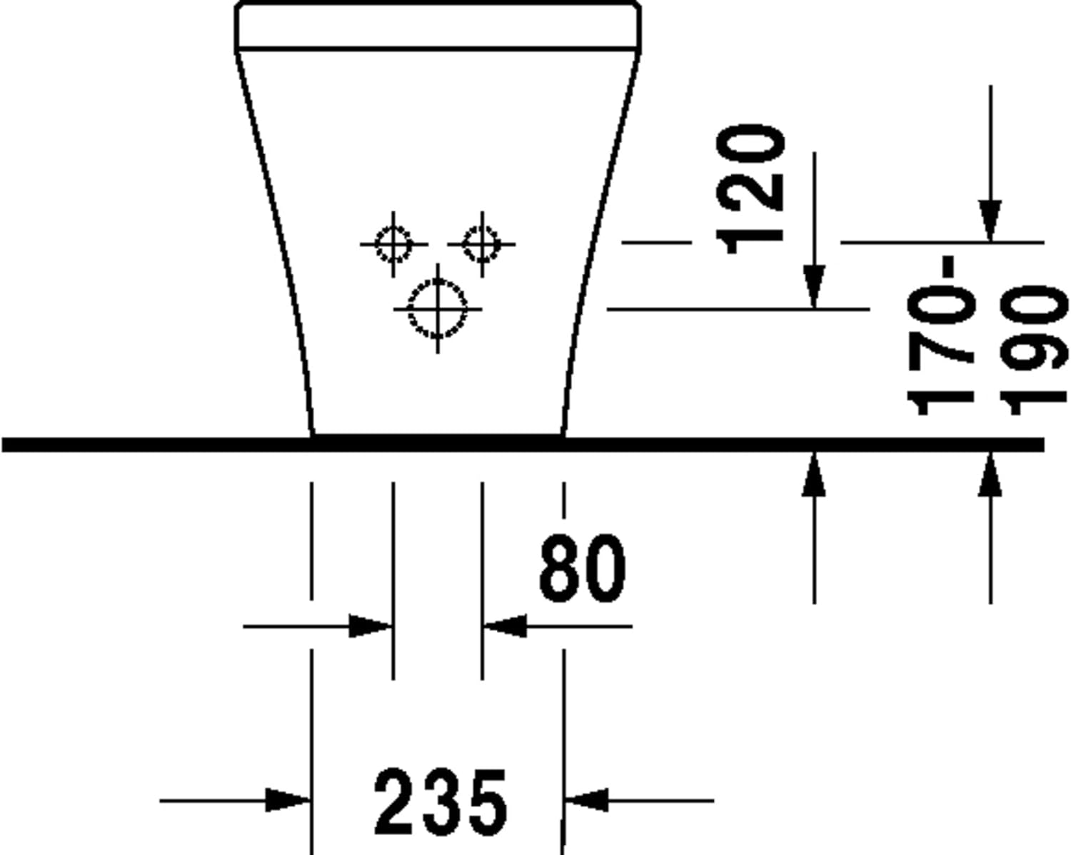 Bidet floor Stand. 63 cm DuraStyle white with OF. with TP 1 TH