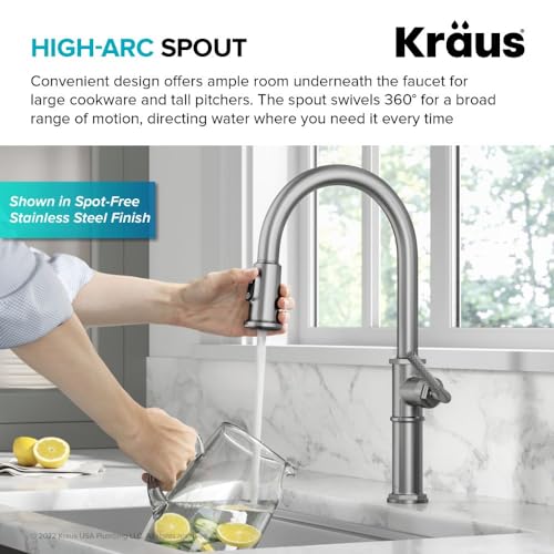 KRAUS Allyn Traditional Industrial Pull-Down Single Handle Kitchen Faucet in Brushed Gold, KPF- 4100BG by Kraus - Image 9