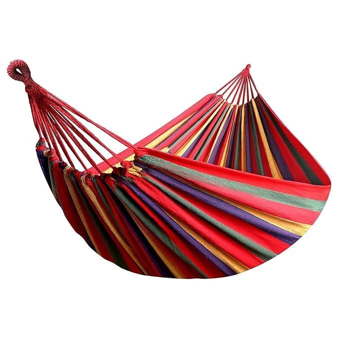 KRISHNPRIYA Camping Hammock Swing Cotton Fabric Portable Travel Tree Hanging Bed Indoor Outdoor Garden Beach Sleeping Jhula for Baby Adults Men & Women, Multicolour (1 Person)-image-25
