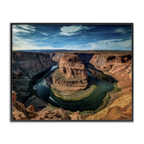 'Red Canyon Mesa Cliffs Surrounding River Water'| Framed Giclee Art