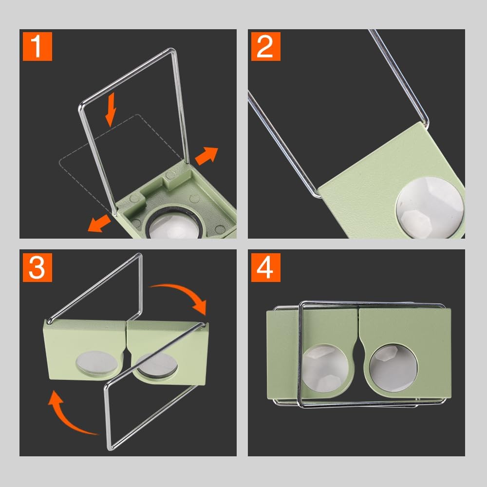 Wearable 4X Pocket Stereoscope - Lightweight Microscope with Adjustable 55-75 mm Lens Distance, Essential for Examiners, Surveyors, Engineers & Architects(2PCS)