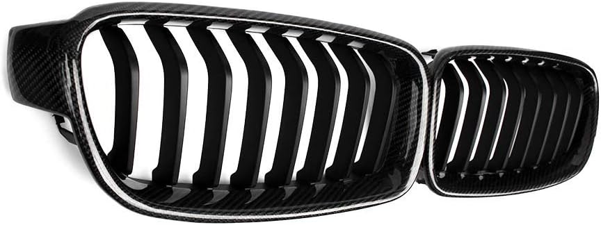 For BMW 3 Series F30 F31 Carbon Fiber Front Kidney Grill Grilles 2012-2018 (Single Line, Glossy Black)