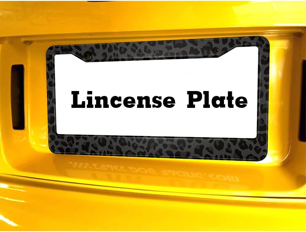 Black Animal Print License Plate Frame Leopard License Plate Holder Giraffe Cheetah Pattern Car Tag Frame License Plate Car Accessories 2 Holes Novelty Auto Car Tag Vanity Present