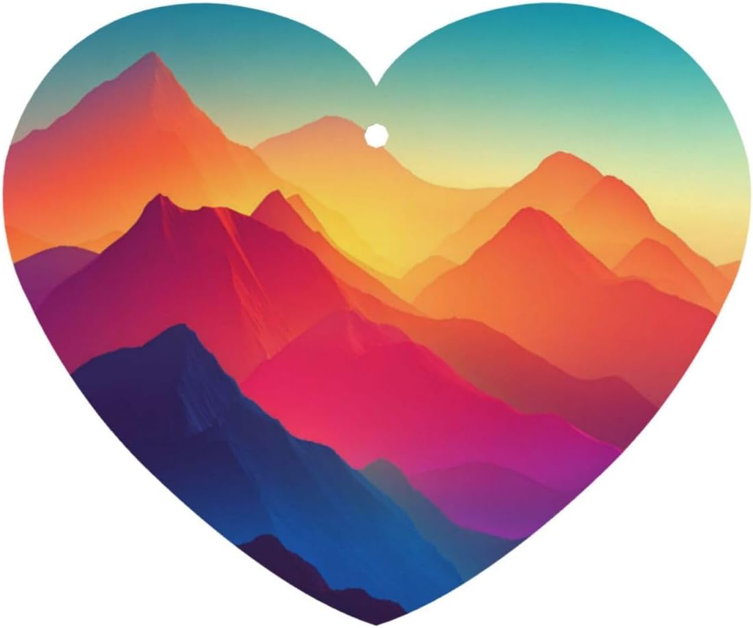 Car Air Freshener 24 PCS Color Mountain Gradient Hanging Car Air Fresheners Auto Interior Decor Card Freshener Strong Scented Card Lavender Cars Scents for Office Bedroom Close Drawer Heart Shape