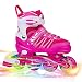 Woolitime Sports Adjustable Inline Skates for Kids with 8 Illuminating Wheels, Safe and Durable Rollerblades, Fashionable Roller Blades for Girls and Ladies