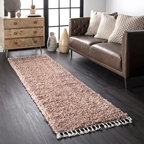 Nuloom Neva Plush Shag Runner Rug , 2' 6" X 6', Pink, Rectangular, 1.55" Thick #TOP14