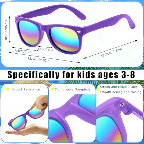 6 Pcs Kids Sunglasses Bulk with UV Protection, Neon Sunglasses Party Favors for Boys Girls, Summer Outdoor Accessories for Beach Pool Birthday Graduation Party Supplies3