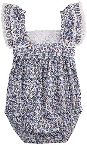Newborn Infant Baby Girl Clothes Floral Lace Bodysuit Romper Outfits 6-24M (6-9 Months)