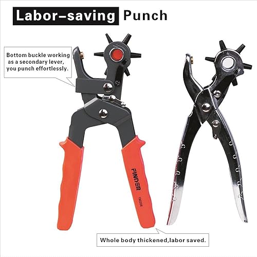 Miniatura 6 de Finder190208 - Perforadora de agujeros (6 tamaños de agujeros redondos, giratoria), una de las herramientas de cinturón más ahorradoras de trabajo