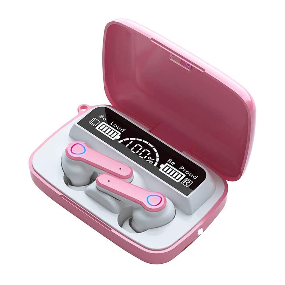 QESTO TVE Sporte Wireless Earbuds Bluetooth, Bluetooth 5.1 Wireless Earbuds,Smart Touch Control Bluetooth Headphones with Microphone Flashlight Function(Pink)(Pink)