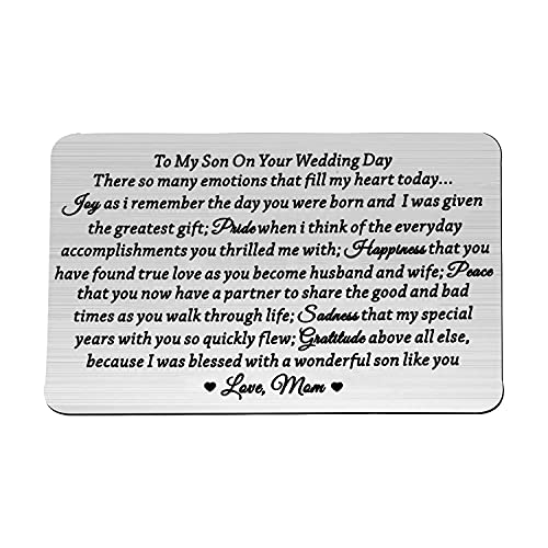 Lywjyb Birdgot Son Wedding Gift from Mom Son Gifts to My Son Gift Mom to Son Gifts Touching Mother to Son Poem Gift (to Son Wedding Day Card Black) (to Son Wedding Silver2)