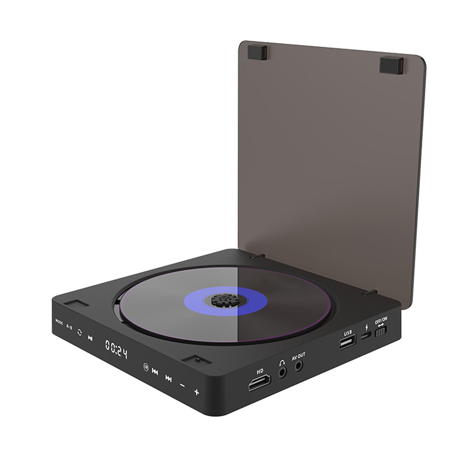Mini Lettore Dvd, Lettori CD Personali, Lettori Dvd CD/Dischi compatti HD 1080P con Ingresso USB, Telecomando e Cavo AV, Anti-Salto/Antiurto, per Auto e Viaggi