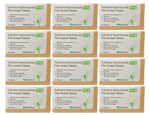 12 Months Supply Cetirizine Hayfever and Allergy Tablets 30 x 12 RelonChem