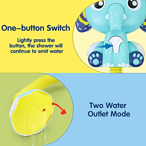 Fajiabao Elephant Bath Toys for Toddlers, Bathtub Game, Infant Electric Shower Head, with Sucker Baby Accessories, Water Games, Adjustable Sprinkler in Tub, Bathroom Birthday Gift for Boys Girls 2 3 4