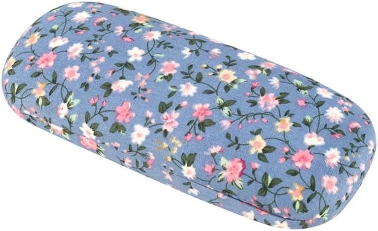 Light Blue Hard Shell Cloth Sunglasses Case Floral Print Eyeglasses Organizer Compact Glasses Holder Case For Women